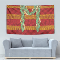 Hawai'i Paniolo Maile Twisted Lei Tapestry Hilo Royal Red