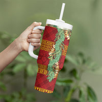 Hawai'i Paniolo Maile Twisted Lei Tumbler With Handle Hilo Royal Red