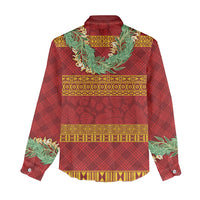 Hawai'i Paniolo Maile Twisted Lei Women Casual Shirt Hilo Royal Red