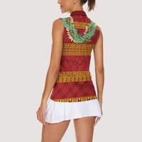 Hawai'i Paniolo Maile Twisted Lei Women Sleeveless Polo Shirt Hilo Royal Red