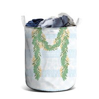 Hawai'i Paniolo Maile Twisted Lei Laundry Basket Winter White