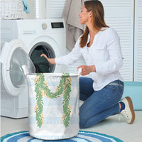 Hawai'i Paniolo Maile Twisted Lei Laundry Basket Winter White