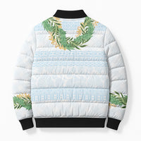 Hawai'i Paniolo Maile Twisted Lei Bomber Puffer Jacket Winter White