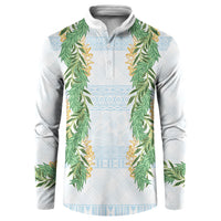 Hawai'i Paniolo Maile Twisted Lei Button Sweatshirt Winter White