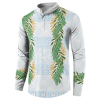 Hawai'i Paniolo Maile Twisted Lei Button Sweatshirt Winter White