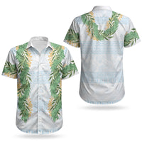 Hawai'i Paniolo Maile Twisted Lei Couples Matching Off The Shoulder Long Sleeve Dress and Hawaiian Shirt Winter White