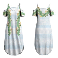 Hawai'i Paniolo Maile Twisted Lei Couples Matching Summer Maxi Dress and Hawaiian Shirt Winter White