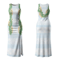 Hawai'i Paniolo Maile Twisted Lei Family Matching Tank Maxi Dress and Hawaiian Shirt Winter White