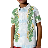 Hawai'i Paniolo Maile Twisted Lei Kid Polo Shirt Winter White LT7 Kid White - Polynesian Pride