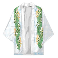 Hawai'i Paniolo Maile Twisted Lei Kimono Winter White