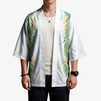 Hawai'i Paniolo Maile Twisted Lei Kimono Winter White