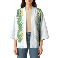 Hawai'i Paniolo Maile Twisted Lei Kimono Winter White