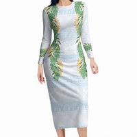 Hawai'i Paniolo Maile Twisted Lei Long Sleeve Bodycon Dress Winter White