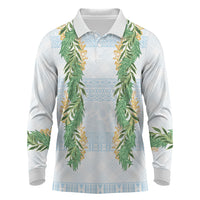 Hawai'i Paniolo Maile Twisted Lei Long Sleeve Polo Shirt Winter White