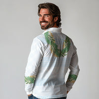 Hawai'i Paniolo Maile Twisted Lei Long Sleeve Polo Shirt Winter White