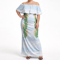 Hawai'i Paniolo Maile Twisted Lei Off Shoulder Maxi Dress Winter White LT7 Women White - Polynesian Pride