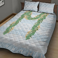 Hawai'i Paniolo Maile Twisted Lei Quilt Bed Set Winter White