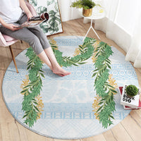 Hawai'i Paniolo Maile Twisted Lei Round Carpet Winter White
