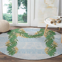 Hawai'i Paniolo Maile Twisted Lei Round Carpet Winter White