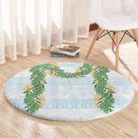 Hawai'i Paniolo Maile Twisted Lei Round Carpet Winter White