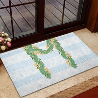 Hawai'i Paniolo Maile Twisted Lei Rubber Doormat Winter White