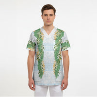 Hawai'i Paniolo Maile Twisted Lei Scrub Top Winter White
