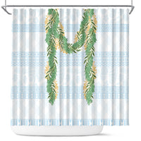 Hawai'i Paniolo Maile Twisted Lei Shower Curtain Winter White