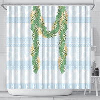 Hawai'i Paniolo Maile Twisted Lei Shower Curtain Winter White
