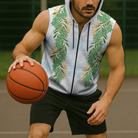 Hawai'i Paniolo Maile Twisted Lei Sleeveless Zip Hoodie Winter White