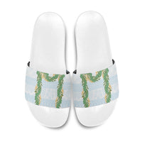 Hawai'i Paniolo Maile Twisted Lei Slide Sandals Winter White