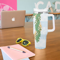 Hawai'i Paniolo Maile Twisted Lei Tumbler With Handle Winter White LT7 - Polynesian Pride