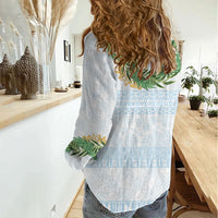Hawai'i Paniolo Maile Twisted Lei Women Casual Shirt Winter White