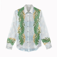 Hawai'i Paniolo Maile Twisted Lei Women Casual Shirt Winter White