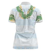 Hawai'i Paniolo Maile Twisted Lei Women Polo Shirt Winter White