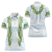 Hawai'i Paniolo Maile Twisted Lei Women Polo Shirt Winter White