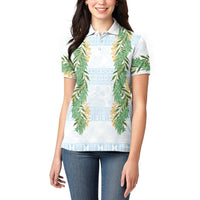 Hawai'i Paniolo Maile Twisted Lei Women Polo Shirt Winter White