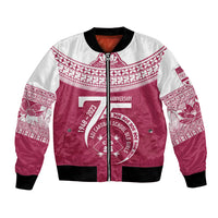 Personalised Fiji Adi Cakobau School Bomber Jacket ACS Old Girls Lotus Mix Masi LT7 Unisex Crimson - Polynesian Pride