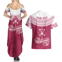 Personalised Fiji Adi Cakobau School Couples Matching Summer Maxi Dress and Hawaiian Shirt ACS Old Girls Lotus Mix Masi LT7 - Polynesian Pride