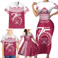 Personalised Fiji Adi Cakobau School Family Matching Short Sleeve Bodycon Dress and Hawaiian Shirt ACS Old Girls Lotus Mix Masi LT7 - Polynesian Pride
