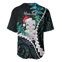 New Zealand Personalised Baseball Jersey Meri Kirihimete Kowhaiwhai Mix Paua Shell - Emerald LT7 - Polynesian Pride
