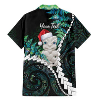 New Zealand Personalised Family Matching Mermaid Dress and Hawaiian Shirt Meri Kirihimete Kowhaiwhai Mix Paua Shell - Emerald