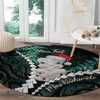 New Zealand Personalised Round Carpet Meri Kirihimete Kowhaiwhai Mix Paua Shell - Emerald