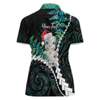 New Zealand Personalised Women Polo Shirt Meri Kirihimete Kowhaiwhai Mix Paua Shell - Emerald