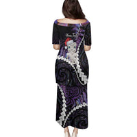 New Zealand Personalised Family Matching Puletasi and Hawaiian Shirt Meri Kirihimete Kowhaiwhai Mix Paua Shell - Amethys