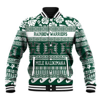 Hawaii Rainbow Warriors Christmas Baseball Jacket Kakau Motifs LT7 Unisex Green - Polynesian Pride