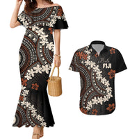 Bula Fiji Women's Day Couples Matching Mermaid Dress and Hawaiian Shirt Classic Masi Tapa