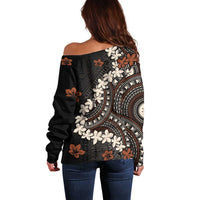 Bula Fiji Women's Day Off Shoulder Sweater Classic Masi Tapa