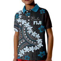 Bula Fiji Women's Day Kid Polo Shirt Indigo Masi Tapa