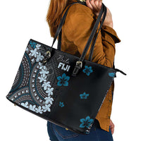 Bula Fiji Women's Day Leather Tote Bag Indigo Masi Tapa