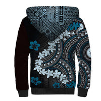 Bula Fiji Women's Day Sherpa Hoodie Indigo Masi Tapa